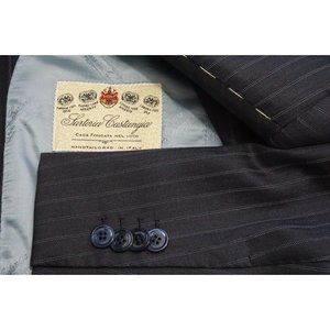 Sartoria Castangia Blue Striped S130s Wool 2 Pc Suit Jacket Pants 38L BRAND NEW